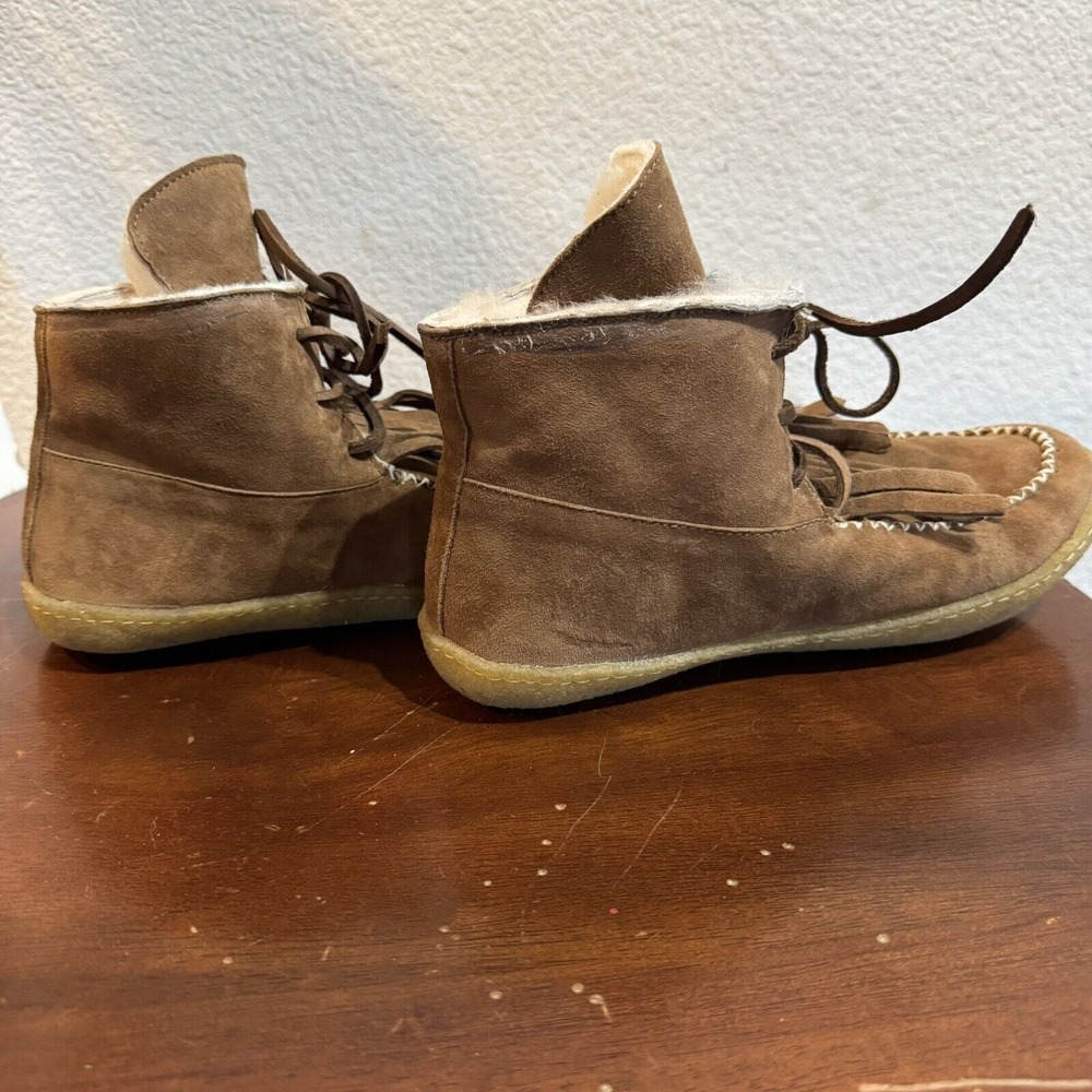 Laidback London Suede Moccasin Boot Womens sz 37 6.5 Tan Brown Anthropologie - Picture 2 of 7
